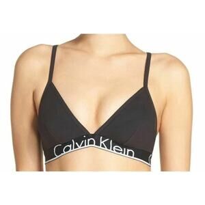 Calvin Klein Triangle Bralette Black Elastic Logo Band Adjustable Straps XL